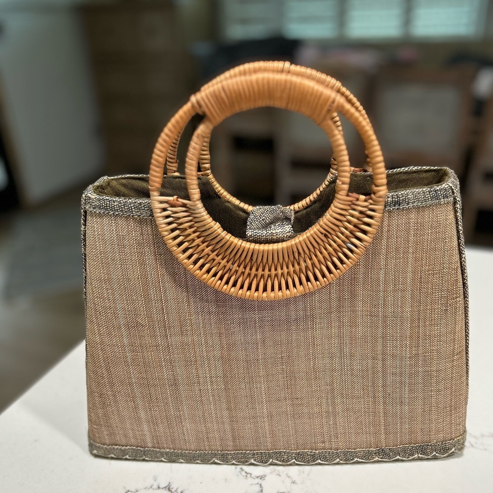 NEW TICO Artisanal Woven Fiber Summer Lined Tote 13x9”